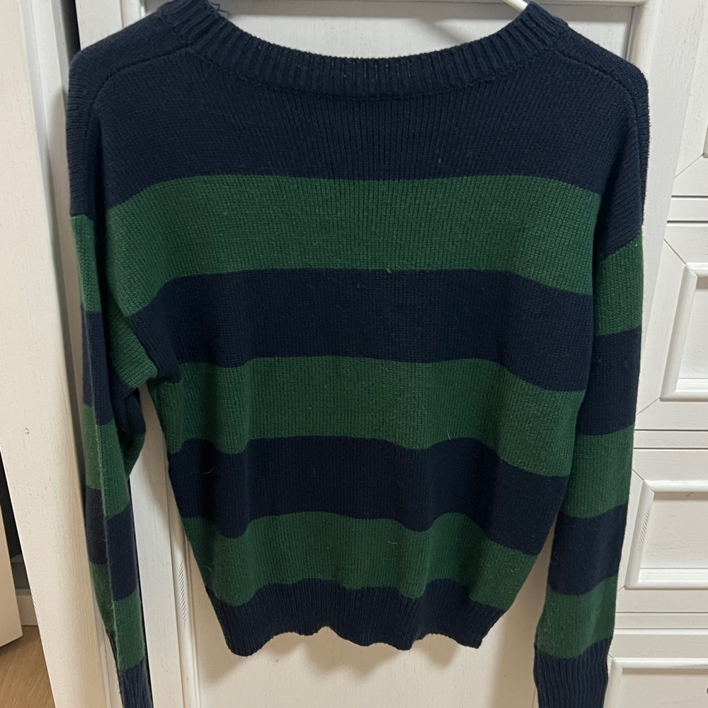 Striped Navy and Green Sweater